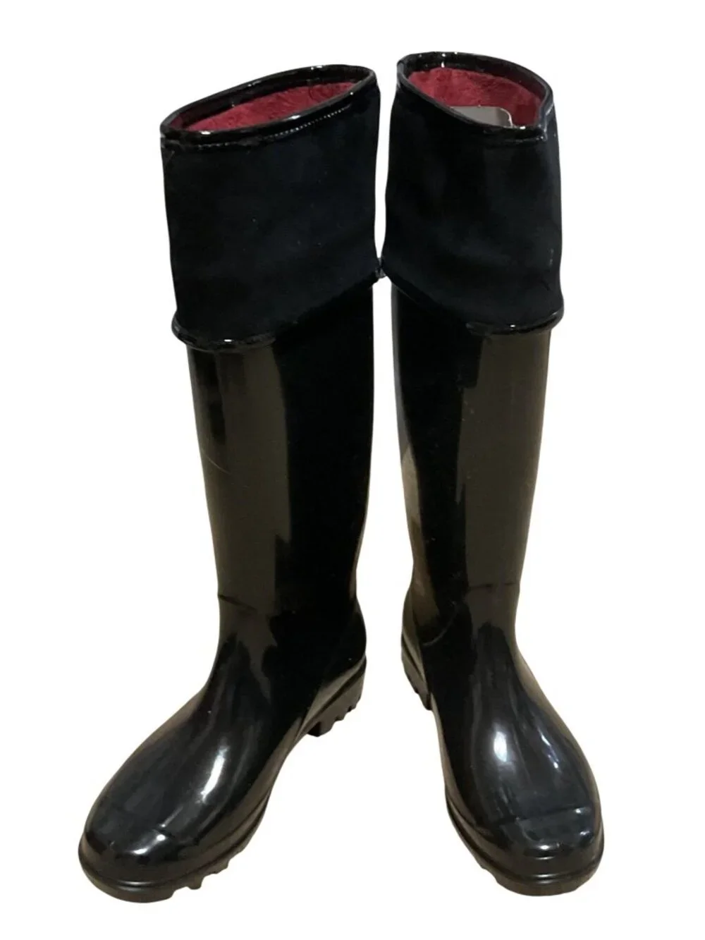 Tommy Hilfiger Shiner Black Knee High Rain Boots w/ Box Sz 6 Tall Riding Style